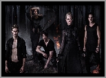 Candice Accola, Bohaterowie, Michael Trevino, Pamiętniki wampirów, Las, Ogień, Steven R McQueen, The Vampire Diaries, Noc